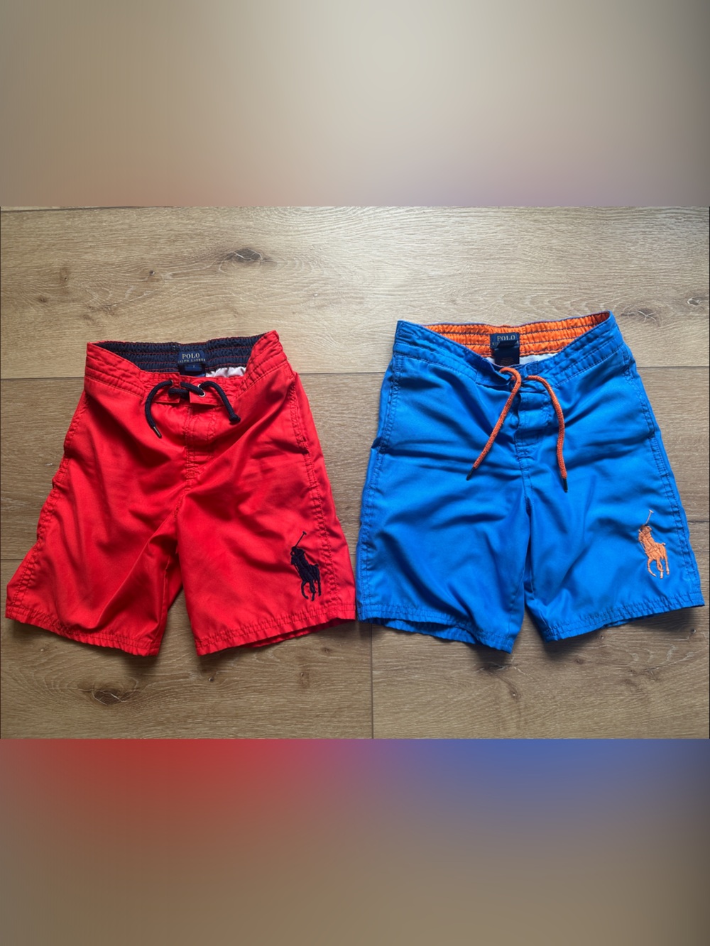 LOT OF 2 Ralph Lauren Red & Blue Kids Swim Shorts Set